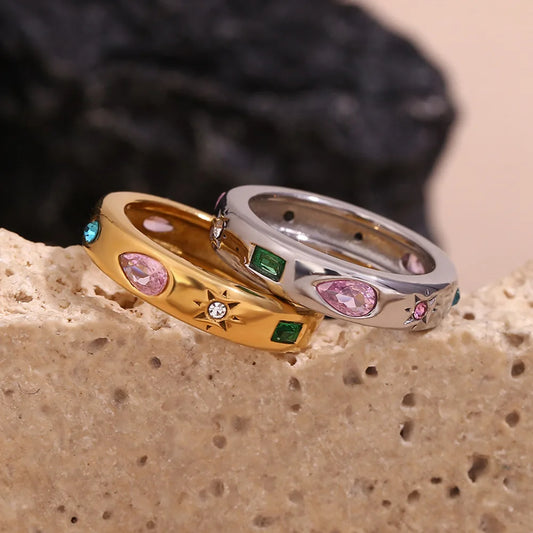 Aurelia | Colorful Gemstone Ring | Luxe Boho Chic | Gold-Plated Brass